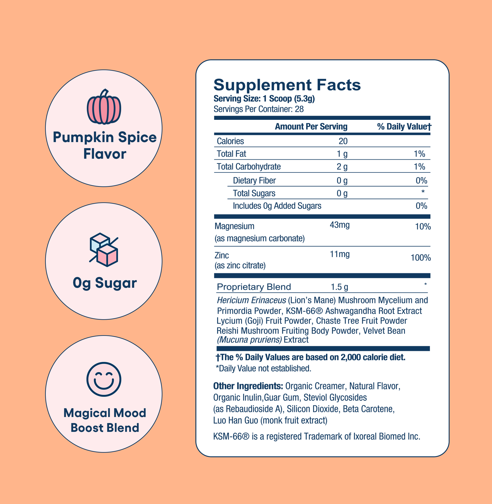Miss Congeniality Pumpkin Spice Mood Boost - Supplement Facts Panel