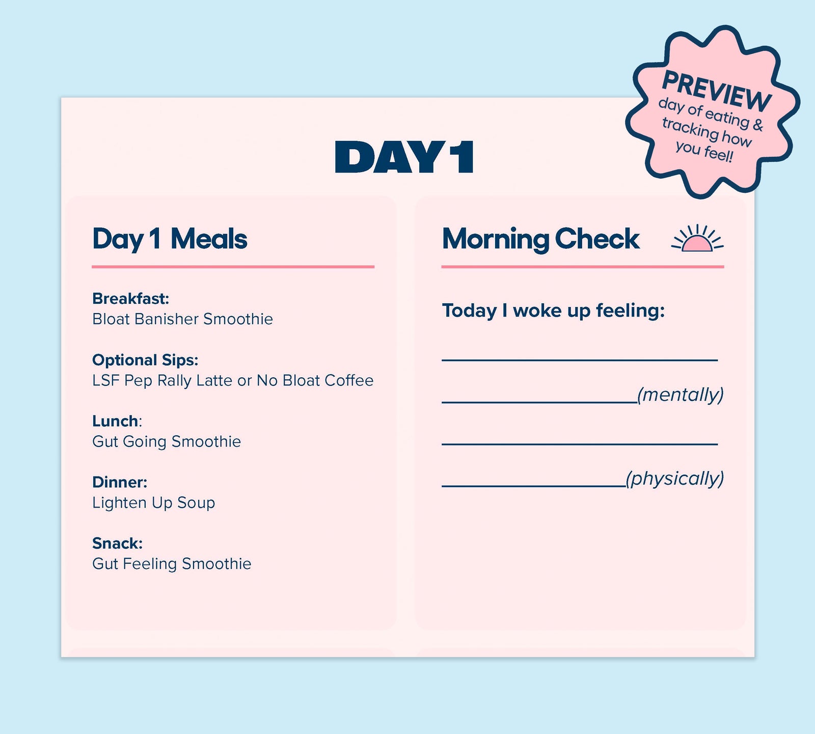 Feel Good Gut Guide - Sample day