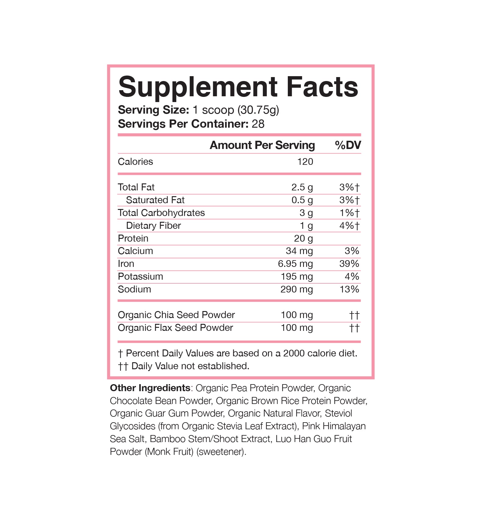 Chocolate Plant Protein supplement facts