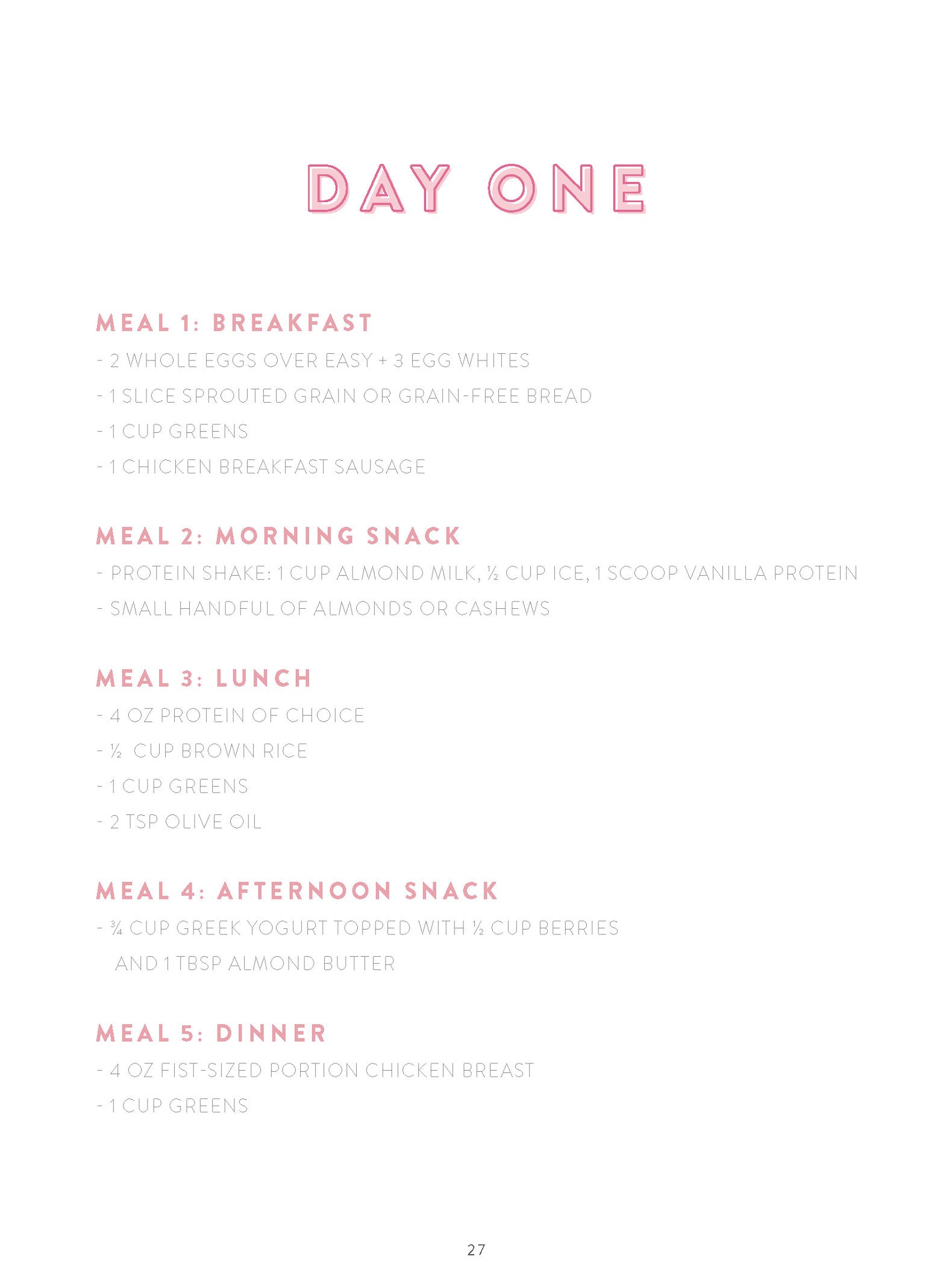 Busy Babe eBook Meal Plan Day 1