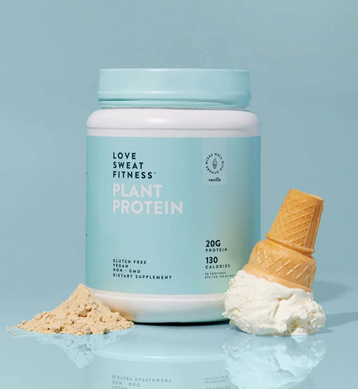 LSF Vanilla Plant Protein with an ice cream cone