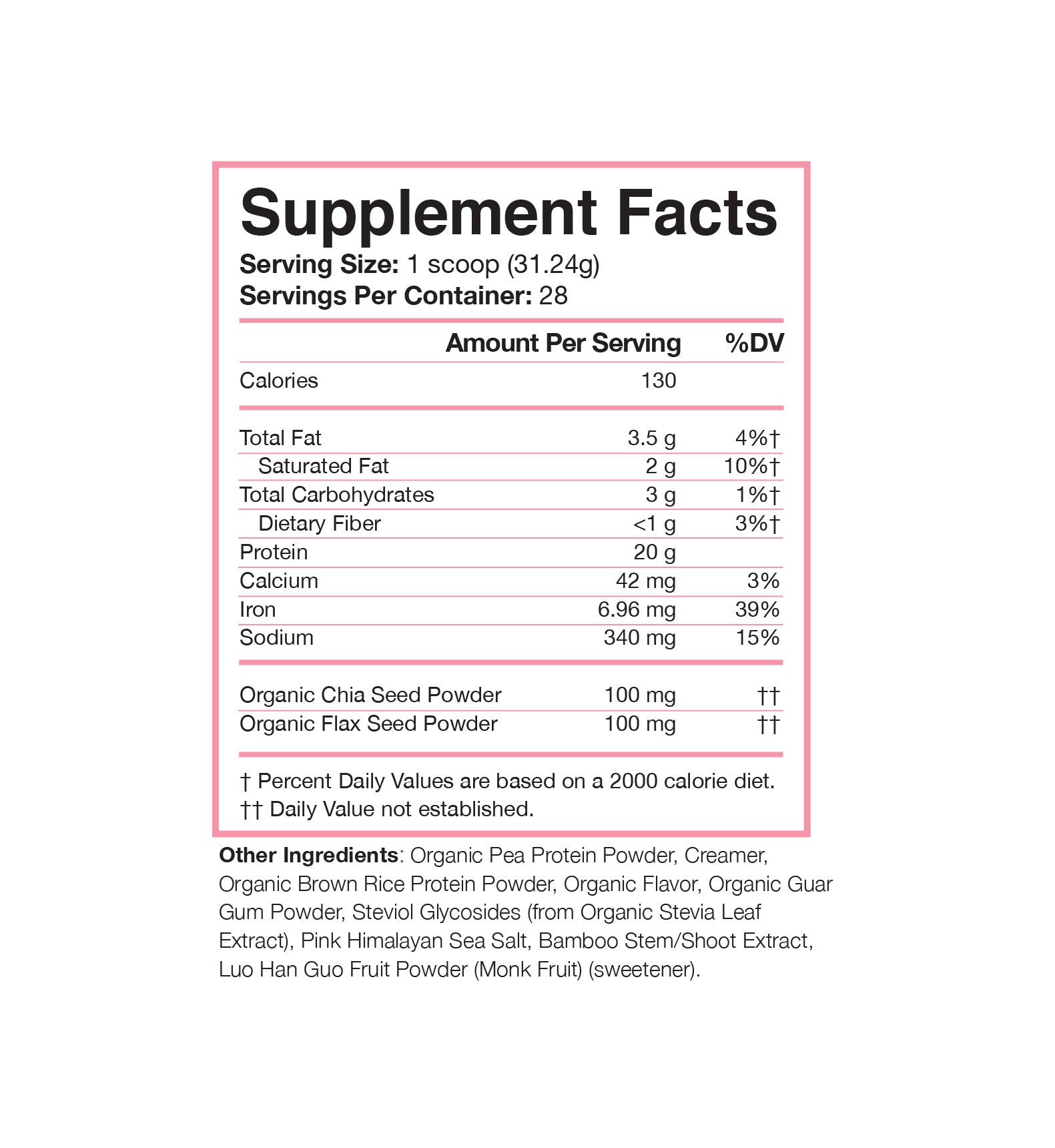 Vanilla Plant Protein supplement facts