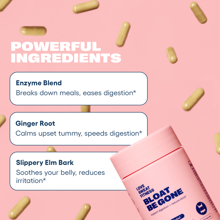 Bloat Be Gone Powerful Ingredients - Enzyme Blend, Ginger Root, Slippery Elm Bark