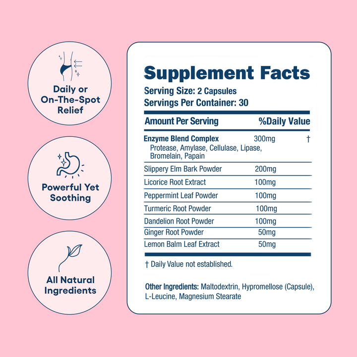 Bloat Be Gone Supplement Facts Panel