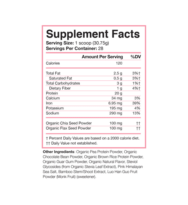 Chocolate Plant Protein supplement facts