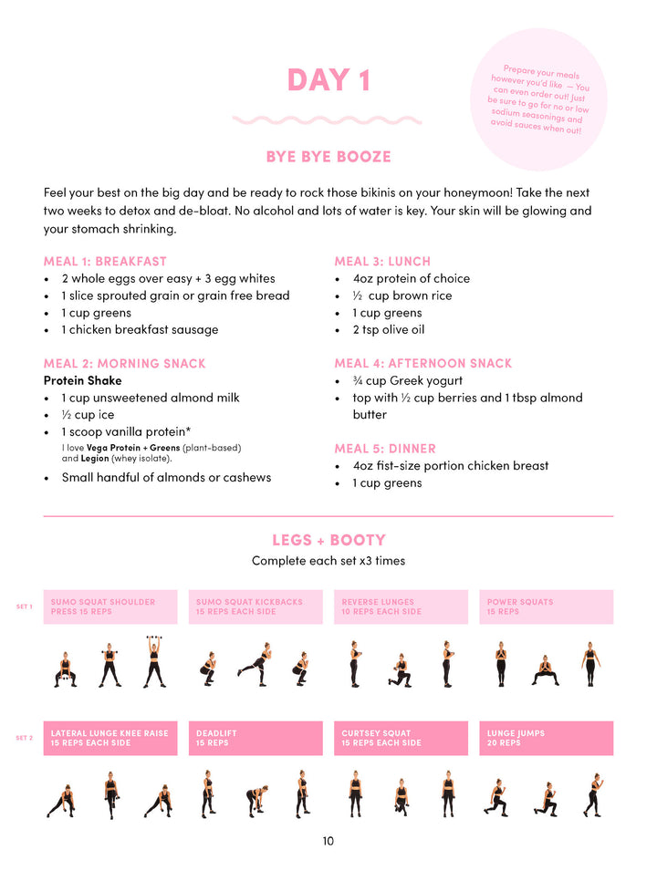 Sample day from Bridal Bootcamp eBook