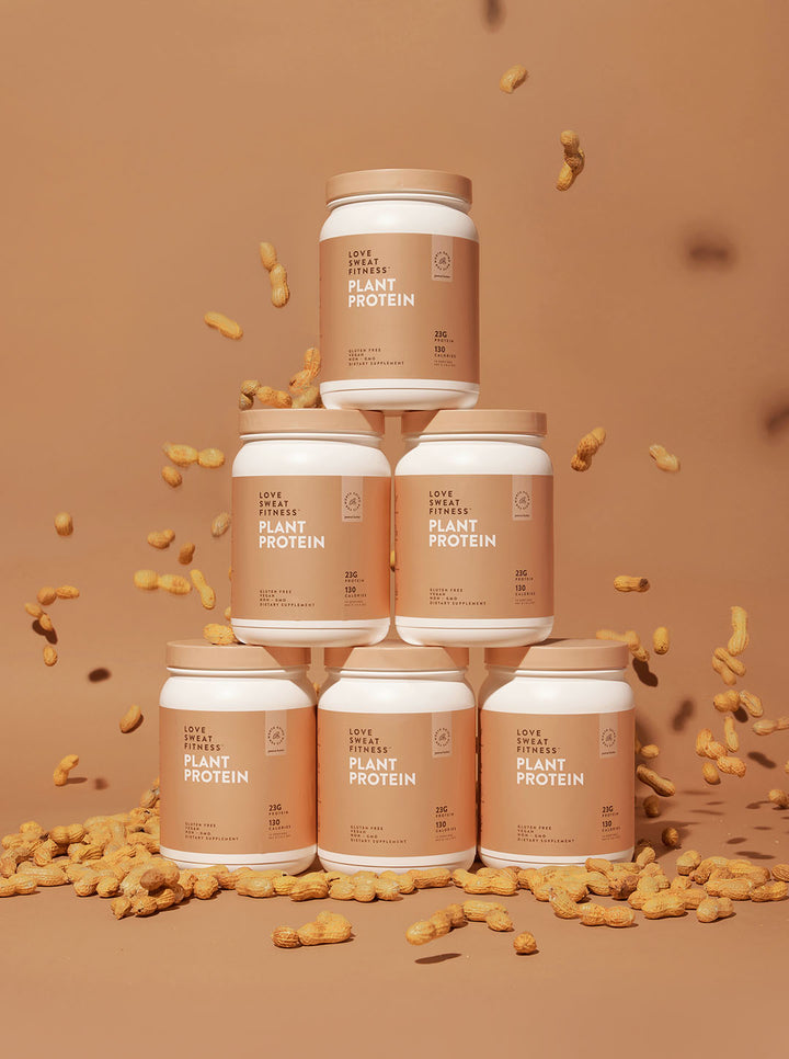Peanut Butter Plant Protein Powder - Peanuts flying through the sky